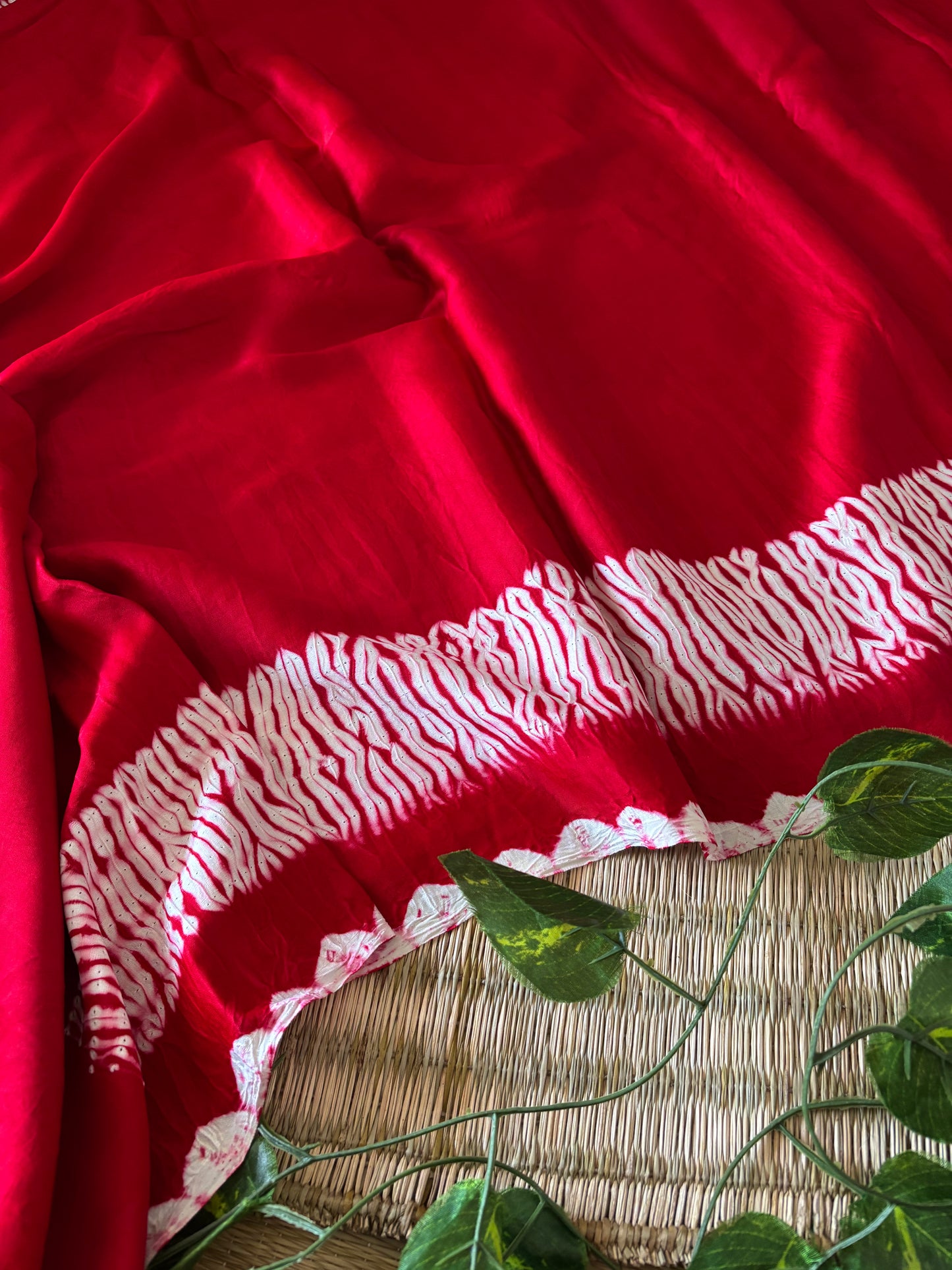 Modal Needle Shibori Saree (Red)