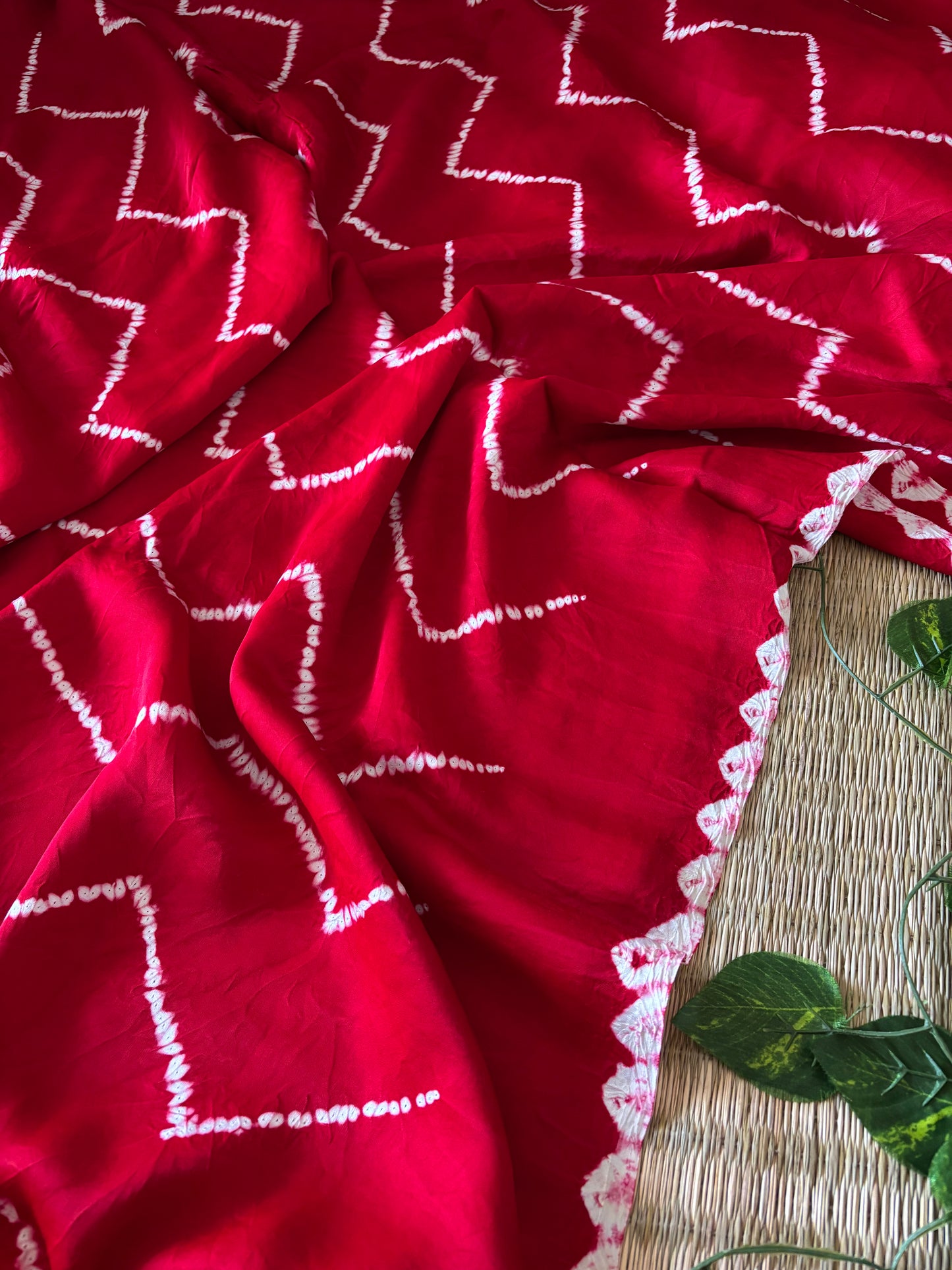 Modal Needle Shibori Saree (Red)