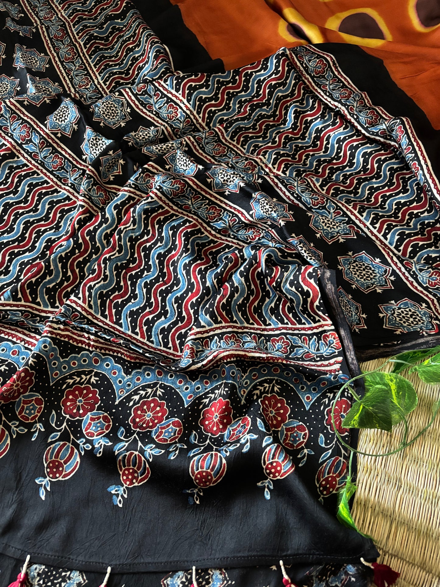 Modal Clamp Ajrakh Saree