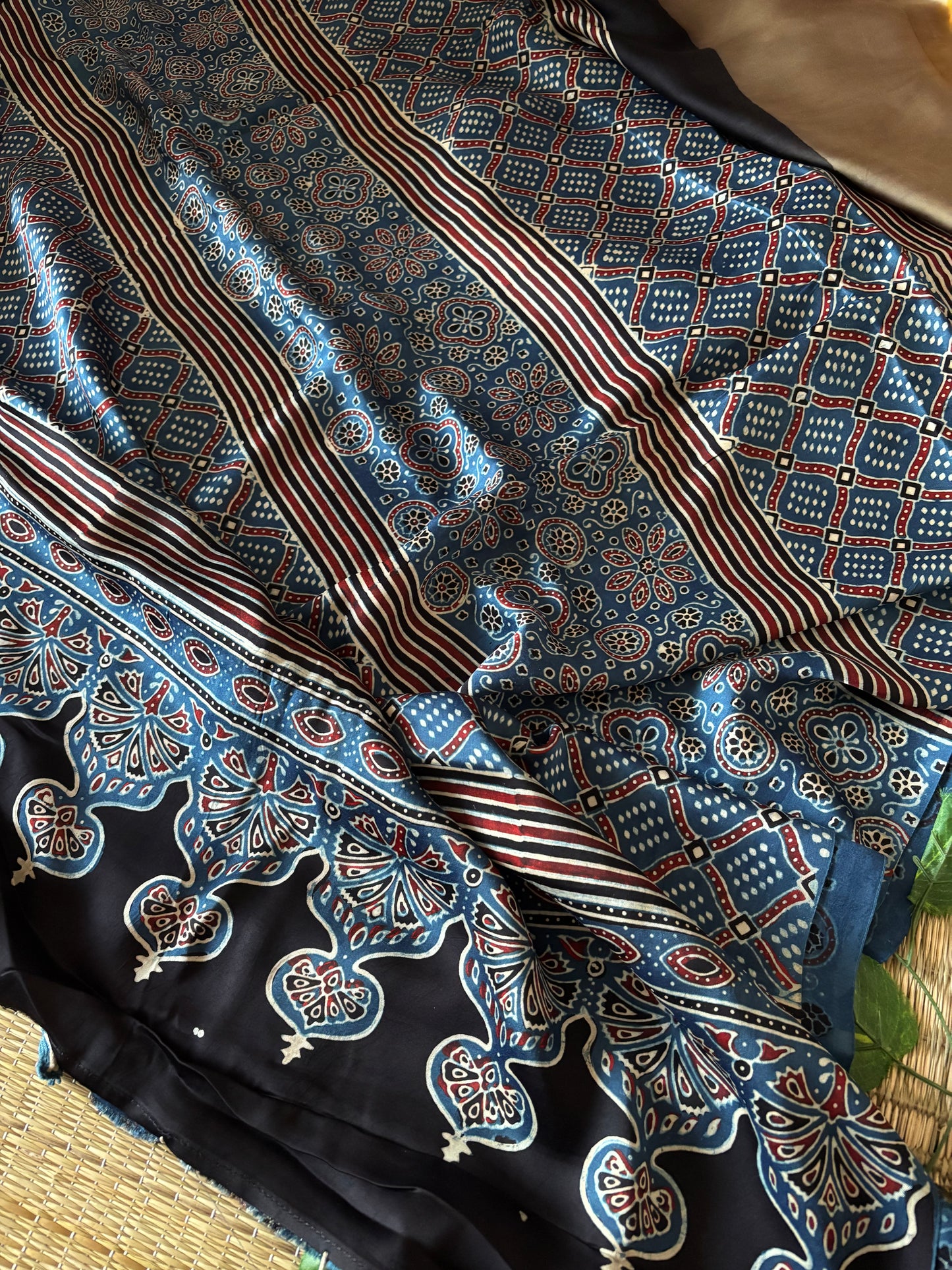 Modal Clamp Ajrakh Saree