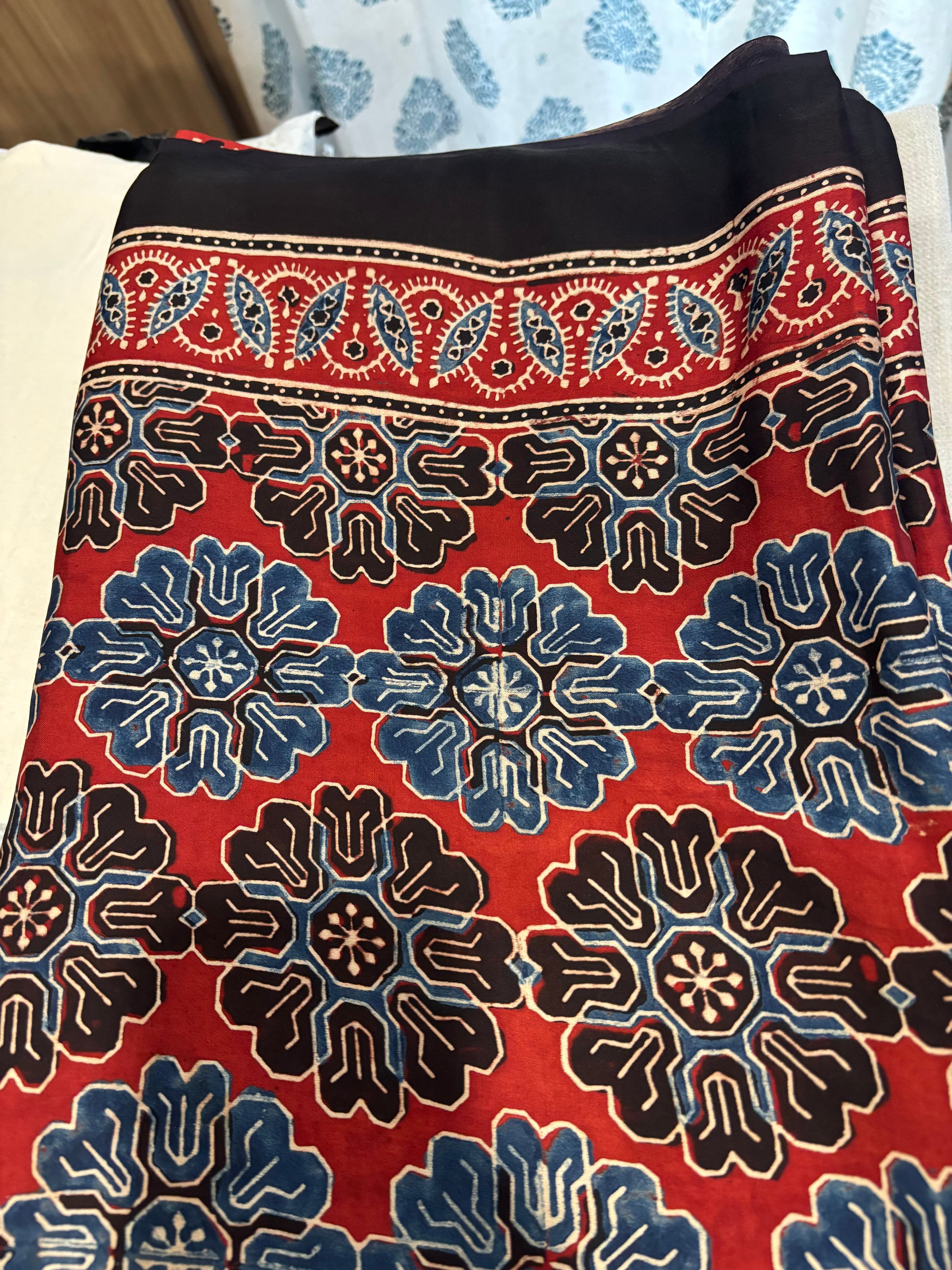 Modal Ajrakh Saree