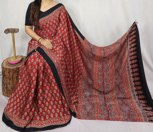 Ajrakh Modal Silk Saree