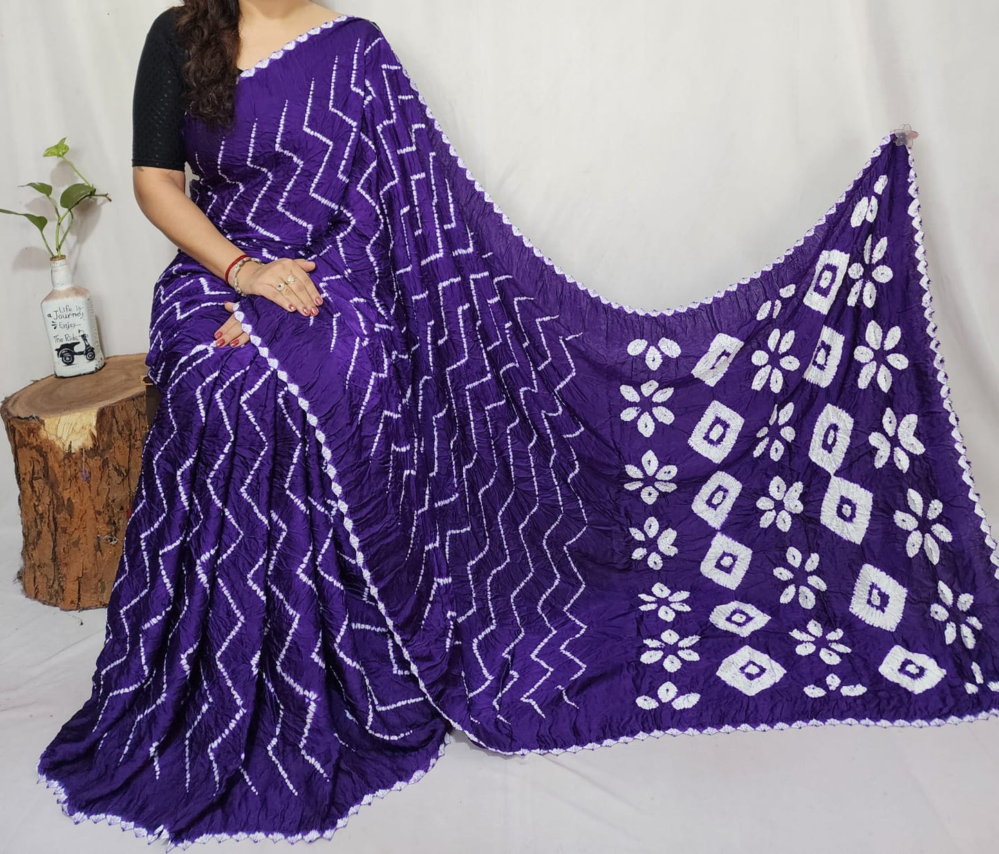 Modal Needle Shibori Saree ( Bottle Green)