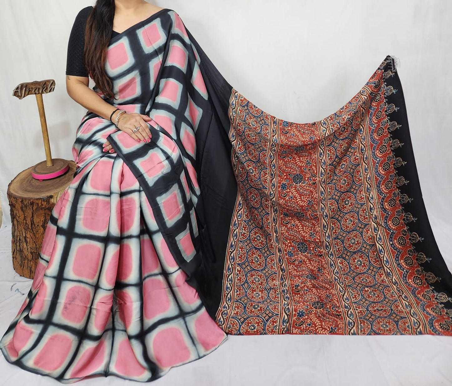 Modal Clamp Ajarakh Saree