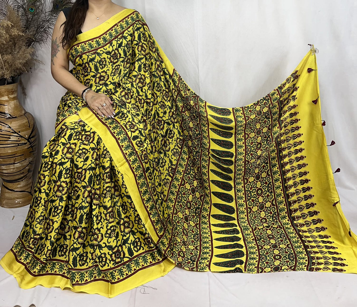 Ajrakh Modal Silk Saree