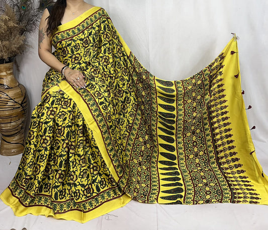 Ajrakh Modal Silk Saree