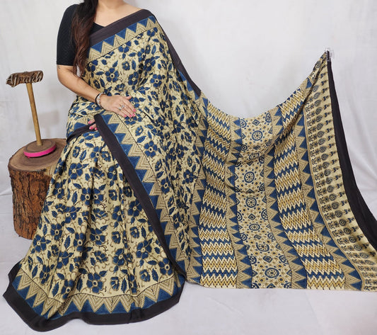 Ajrakh Modal Silk Saree