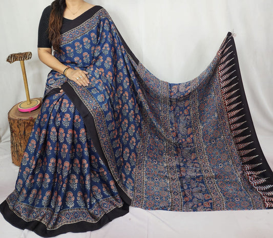 Ajrakh Modal Silk Saree