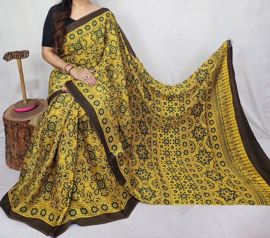 Ajrakh Modal Silk Saree