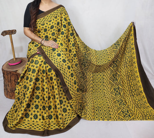 Ajrakh Modal Silk Saree