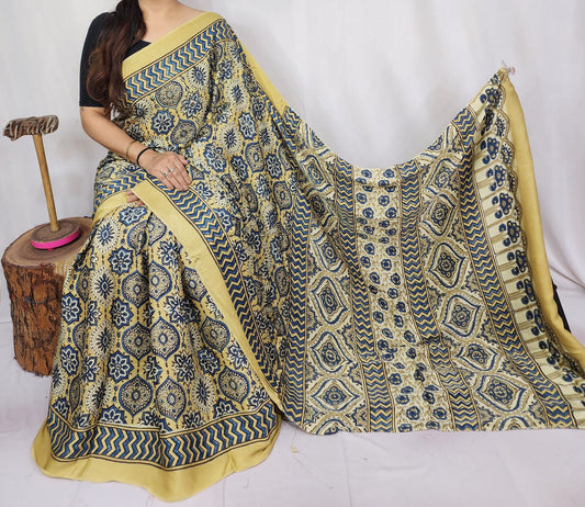 Ajrakh Modal Silk Saree