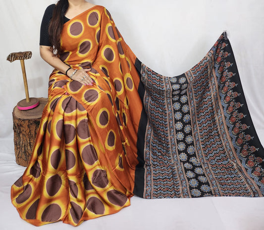 Modal Clamp Ajrakh Saree