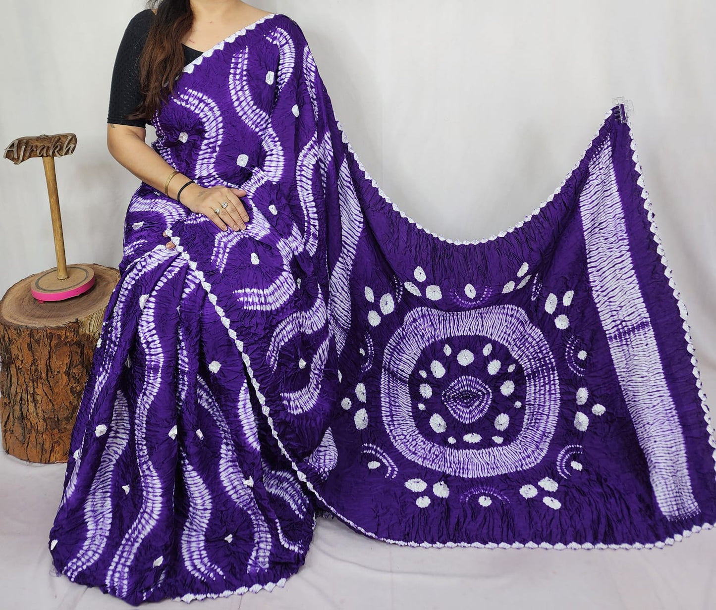 Modal Needle Shibori Saree (Purple)