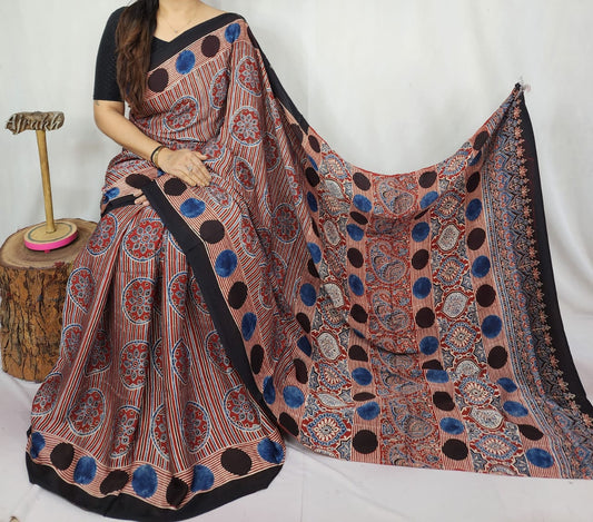 Ajrakh Modal Silk Saree