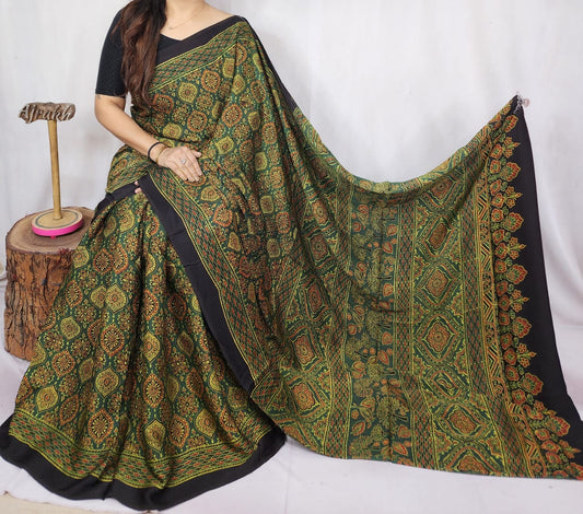 Ajrakh Modal Silk Saree