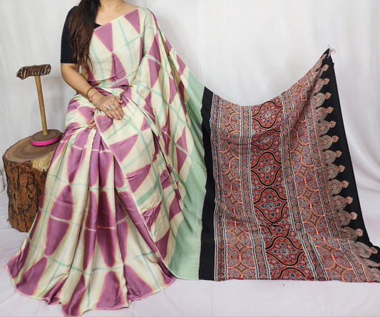 Modal Clamp Ajarakh Saree
