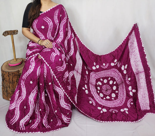Modal Needle Shibori Saree (Magenta)