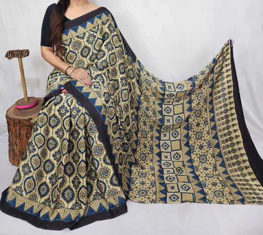 Ajrakh Modal Silk Saree