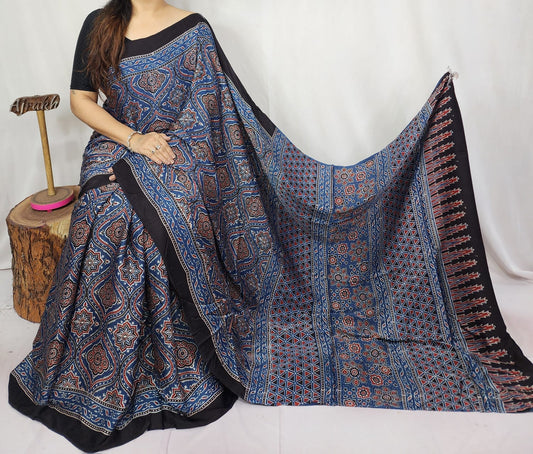 Ajrakh Modal Silk Saree