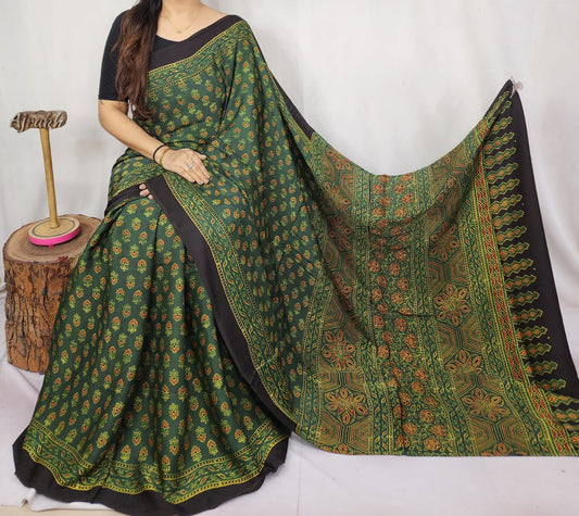 Ajrakh Modal Silk Saree