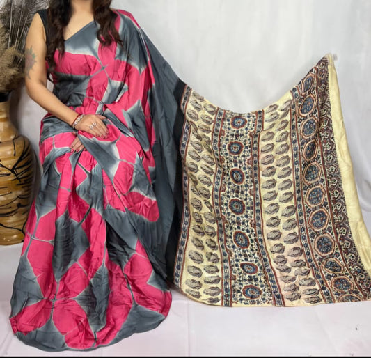 Modal Clamp Ajrakh Saree