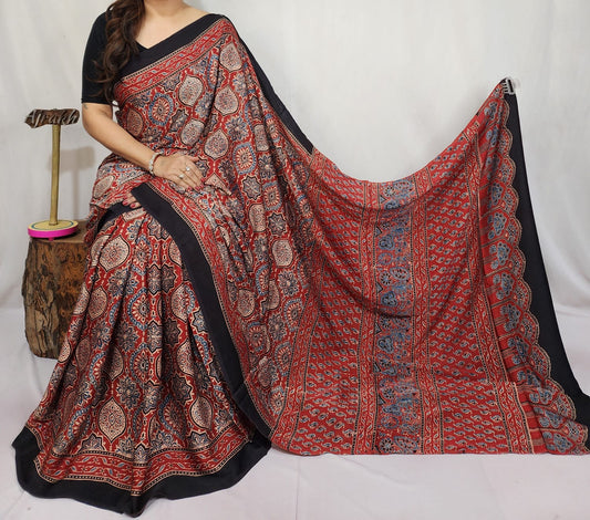 Ajrakh Modal Silk Saree