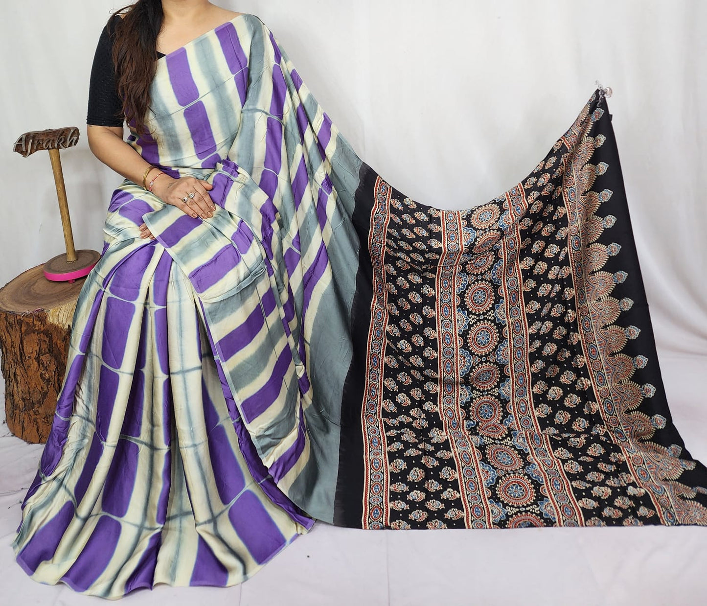 Modal Clamp Ajarakh Saree