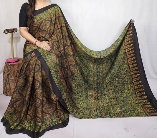Ajrakh Modal Silk Saree