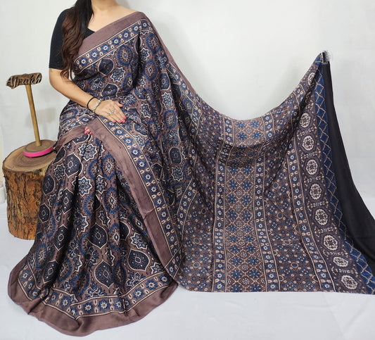 Ajrakh Modal Silk Saree